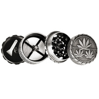 Hemp Leaf 2" Lattice 4pc Metal Grinder - Silver Finish