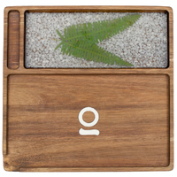 Ongrok Premium Natural Acacia Wood Tray - Leaf Finish